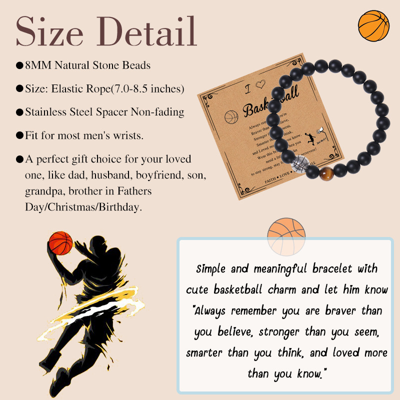 Casual Sports Basketball Frosted Stone Tiger Eye Beaded Bracelets display picture 4