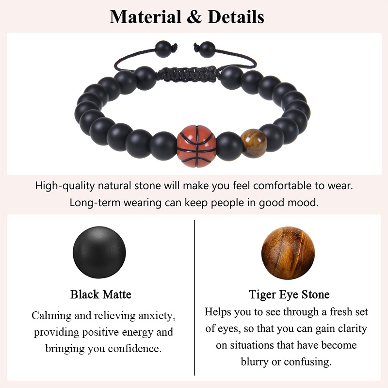 Casual Sports Basketball Frosted Stone Tiger Eye Beaded Bracelets display picture 5