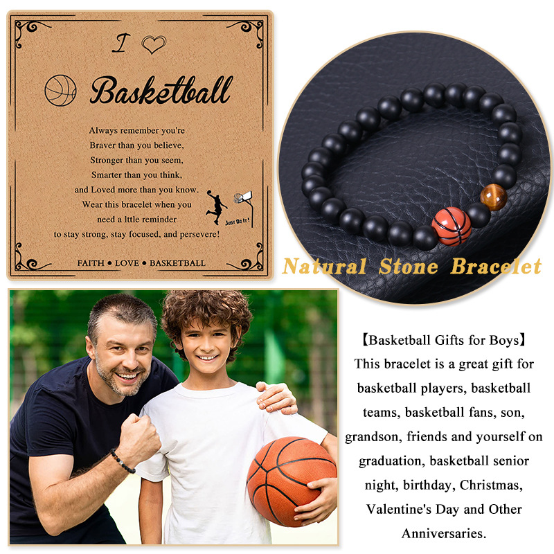 Casual Sports Basketball Frosted Stone Tiger Eye Beaded Bracelets display picture 6