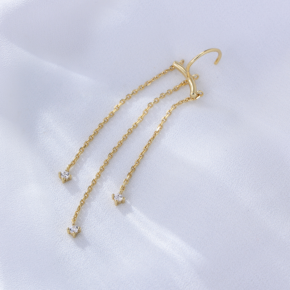 1 Pair Ig Style Simple Style Tassel Solid Color Tassel Plating Inlay Sterling Silver Zircon 14k Gold Plated Rhodium Plated Drop Earrings display picture 2