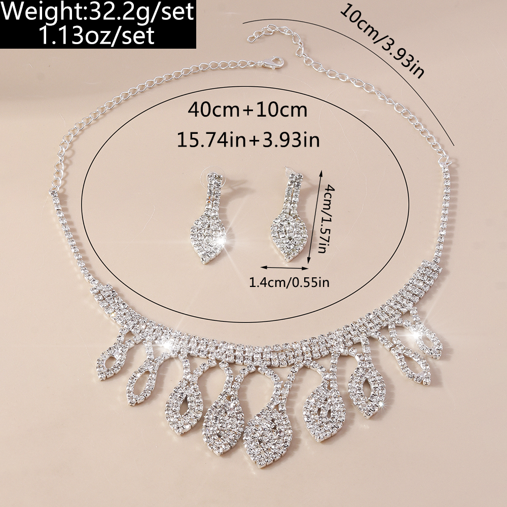 Shiny Water Droplets Flower Glass Zinc Alloy Wholesale Jewelry Set display picture 1