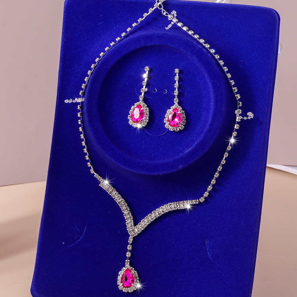 Shiny Water Droplets Flower Glass Zinc Alloy Wholesale Jewelry Set display picture 4