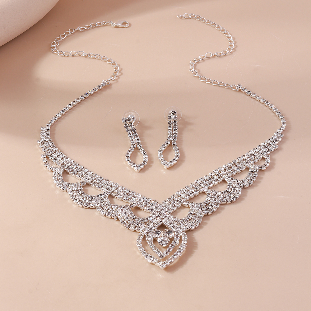 Shiny Water Droplets Flower Glass Zinc Alloy Wholesale Jewelry Set display picture 5