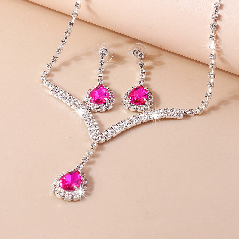 Shiny Water Droplets Flower Glass Zinc Alloy Wholesale Jewelry Set display picture 6