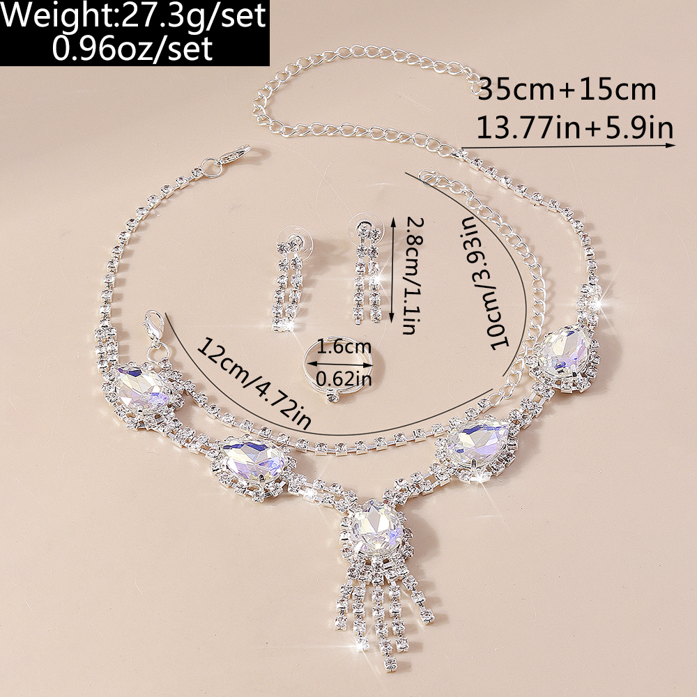 Shiny Water Droplets Zinc Alloy Inlay Glass Women's Jewelry Set display picture 9