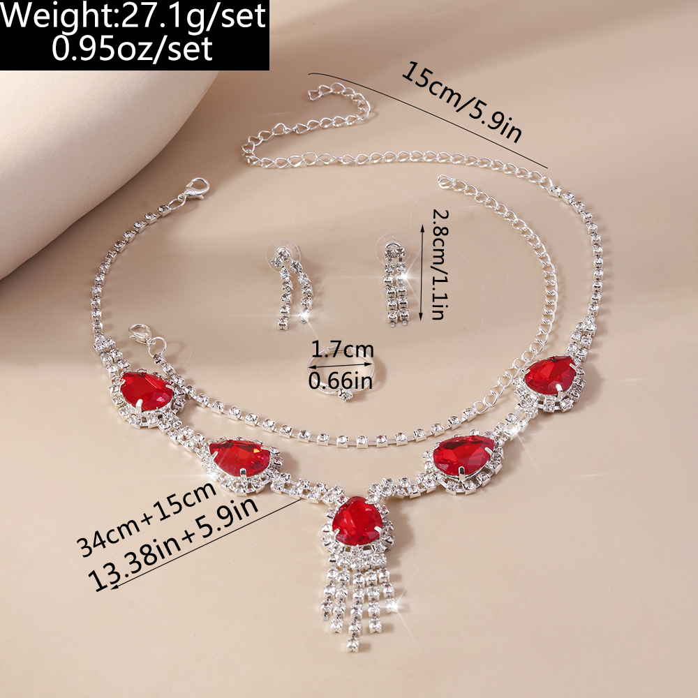 Shiny Water Droplets Zinc Alloy Inlay Glass Women's Jewelry Set display picture 1