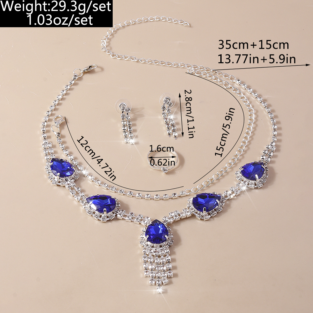 Shiny Water Droplets Zinc Alloy Inlay Glass Women's Jewelry Set display picture 2