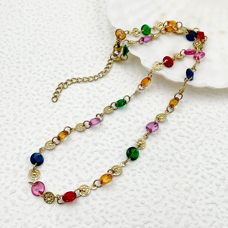 304 Stainless Steel Gold Plated Elegant Princess Plating Colorful Crystal Necklace display picture 2