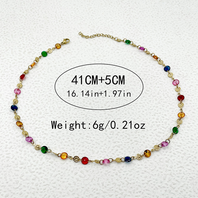 304 Stainless Steel Gold Plated Elegant Princess Plating Colorful Crystal Necklace display picture 3