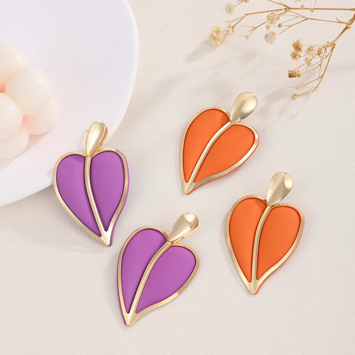1 Pair Simple Style Heart Shape Plating Alloy 14k Gold Plated Ear Studs display picture 5