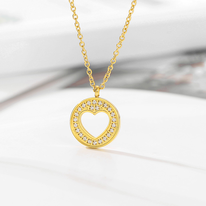 Acero Titanio Chapados en oro de 18k Moda Enchapado Estrella Forma De Corazón Collar Colgante display picture 5