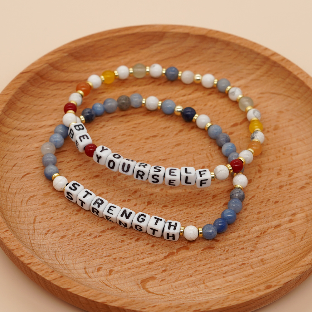 Simple Style Commute Letter Natural Stone Beaded Bracelets display picture 2