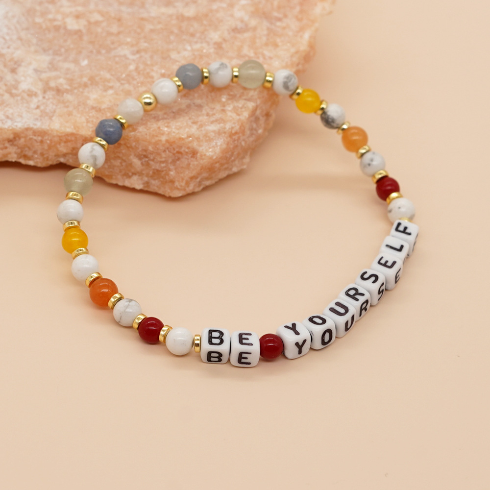 Simple Style Commute Letter Natural Stone Beaded Bracelets display picture 5