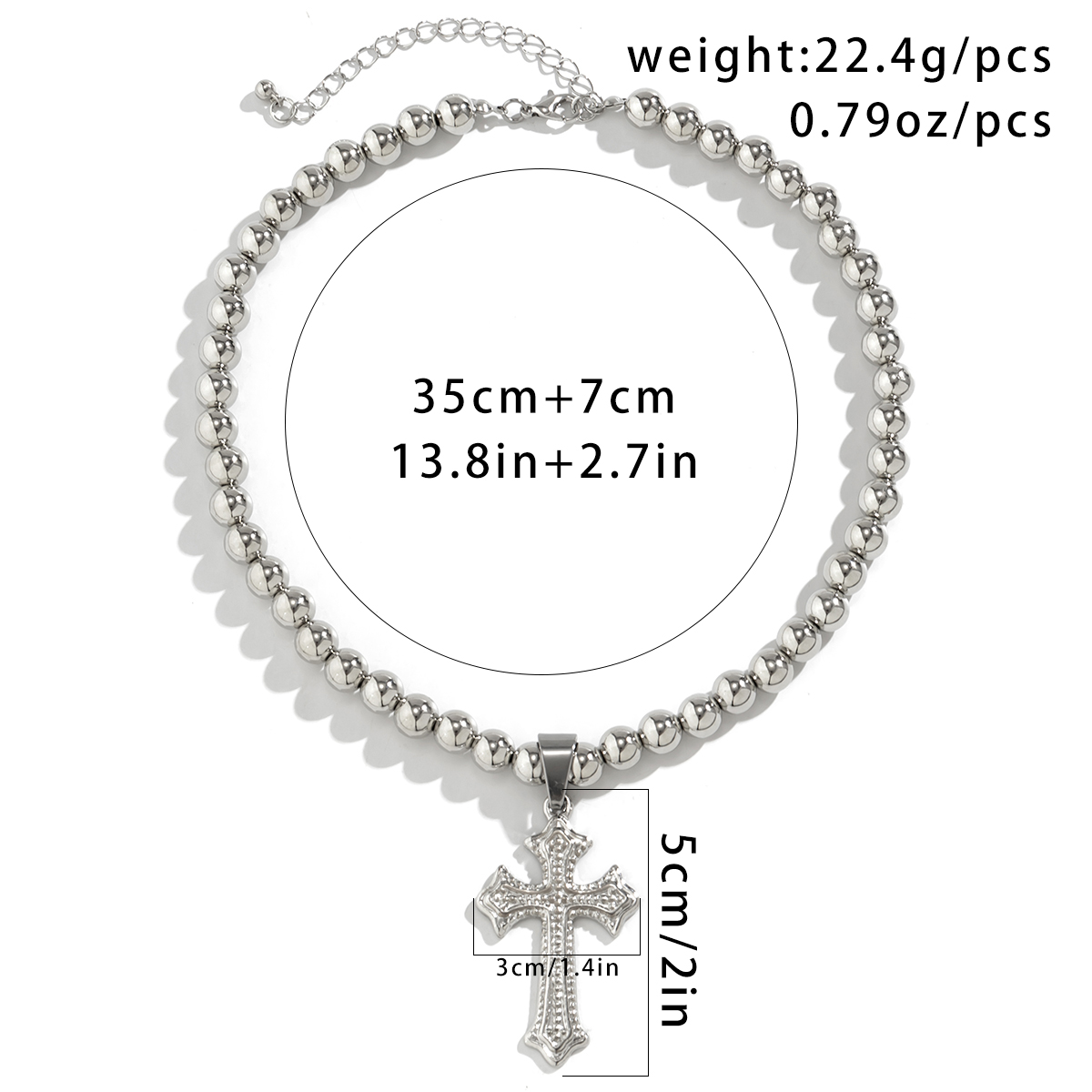 Punk Simple Style Cool Style Cross Ccb Alloy Beaded Women's Pendant Necklace display picture 1