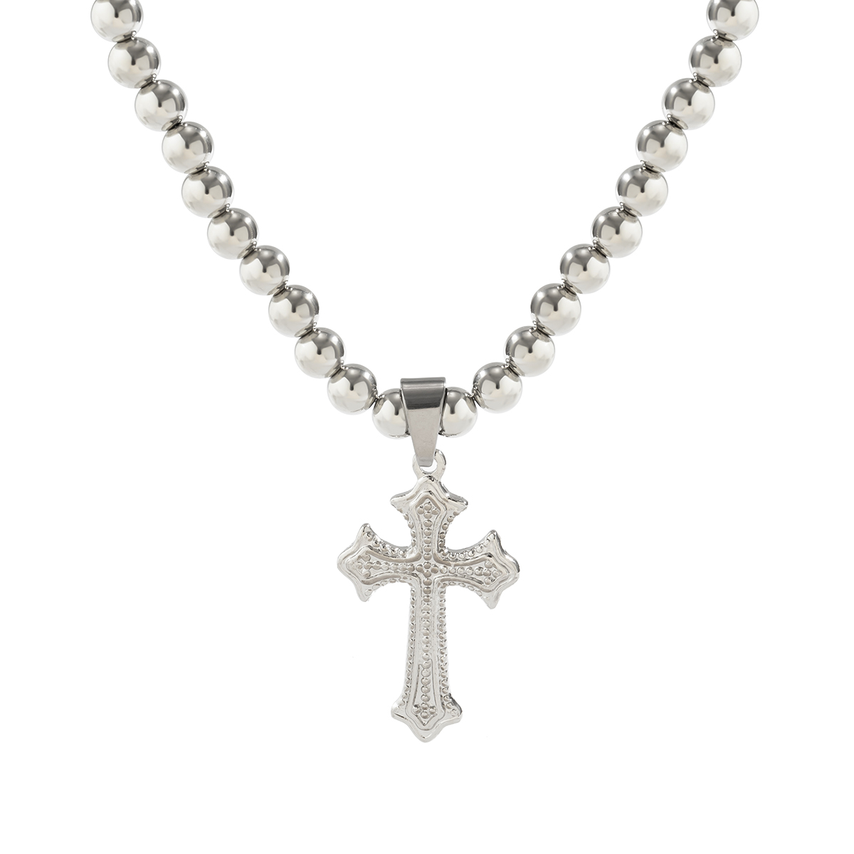Punk Simple Style Cool Style Cross Ccb Alloy Beaded Women's Pendant Necklace display picture 4