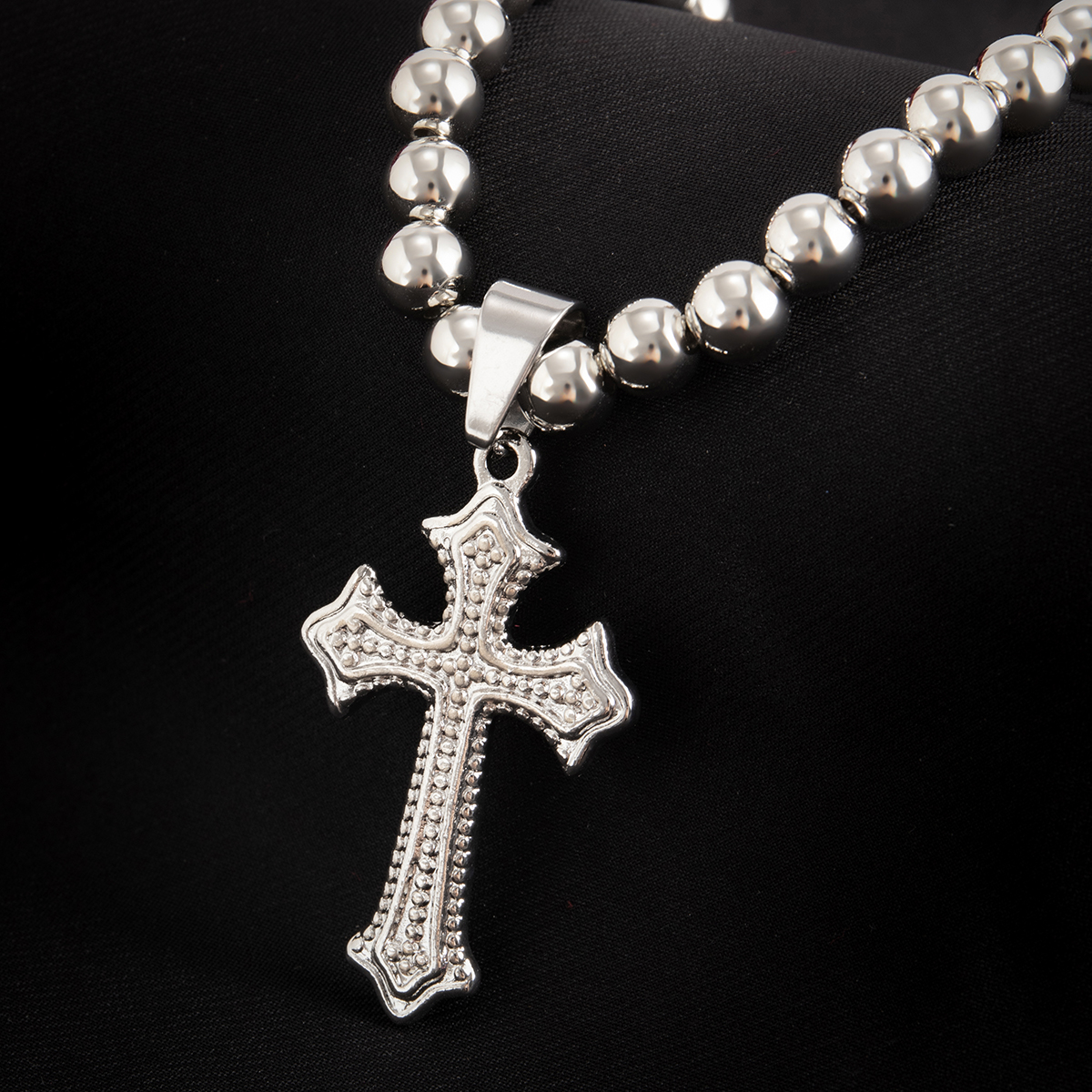 Punk Simple Style Cool Style Cross Ccb Alloy Beaded Women's Pendant Necklace display picture 5