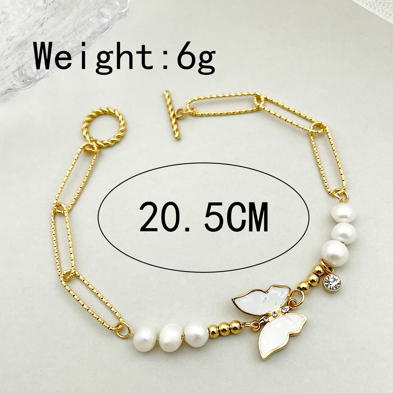 Simple Style Butterfly 304 Stainless Steel Gold Plated Pearl Shell Zircon Bracelets In Bulk display picture 3