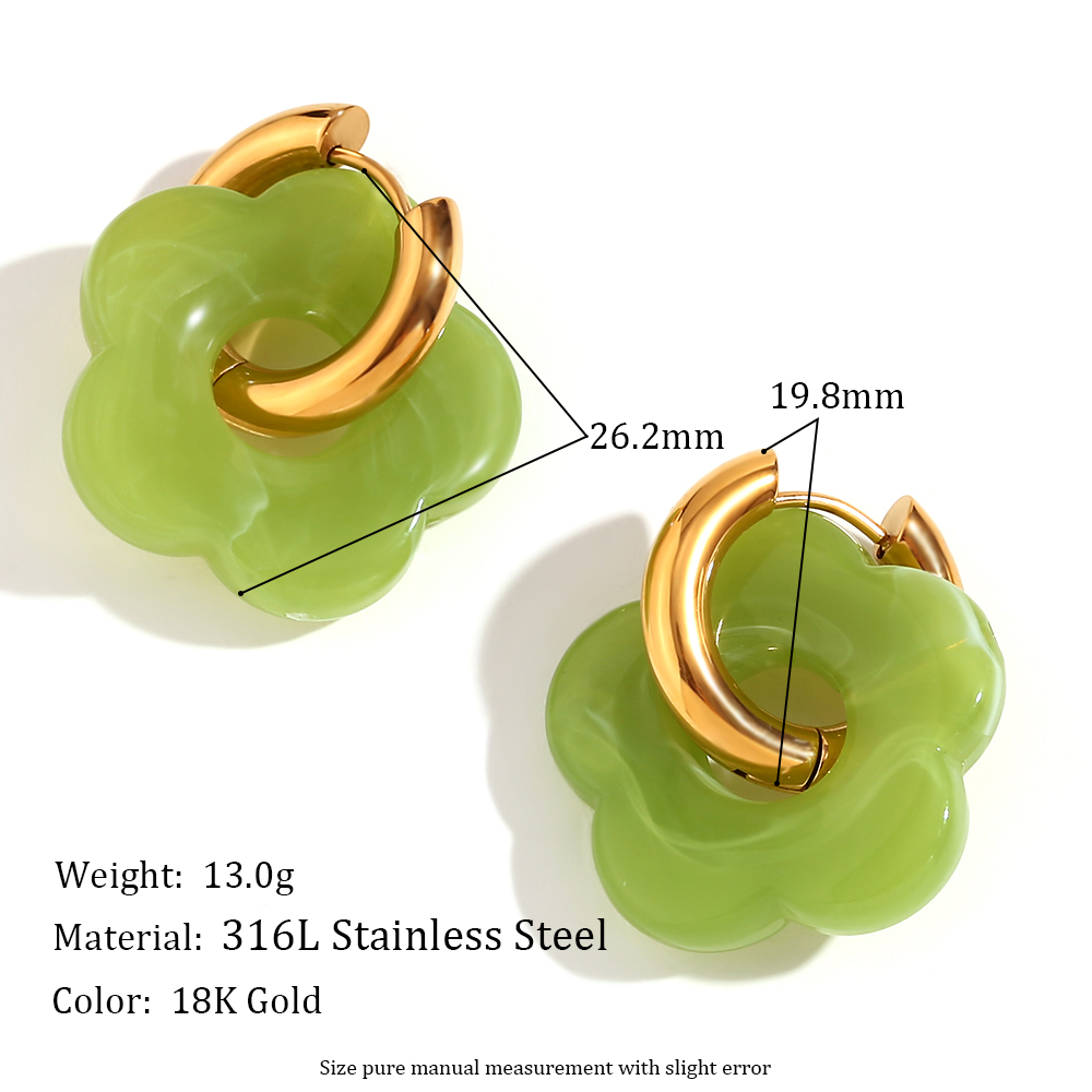 1 Pair Basic Sweet Classic Style Flower Plating Stainless Steel Arylic 18k Gold Plated Drop Earrings display picture 2