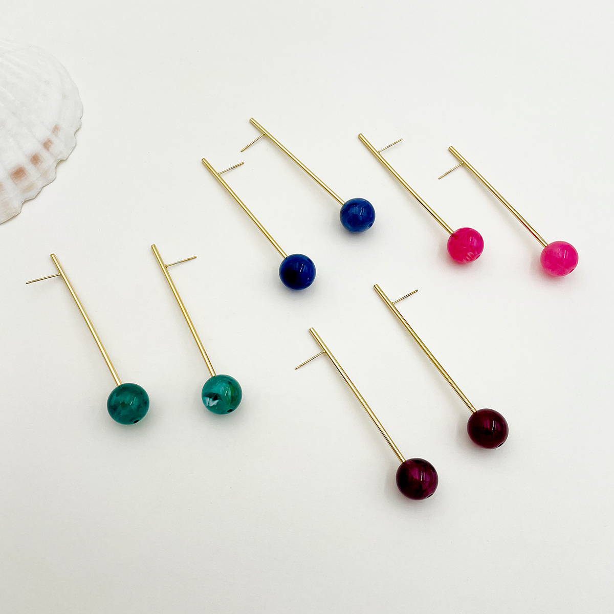1 Pair Retro Simple Style Geometric Plating 304 Stainless Steel Glass Stone Gold Plated Ear Studs display picture 1