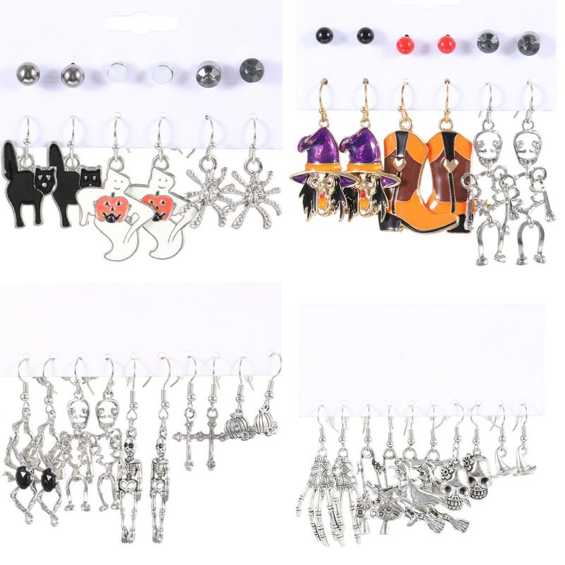 1 Set Funny Pumpkin Spider Ghost Enamel Plating Inlay Alloy Metal Acrylic Rhinestones Zircon Gold Plated Rhodium Plated Silver Plated Drop Earrings Ear Studs display picture 5