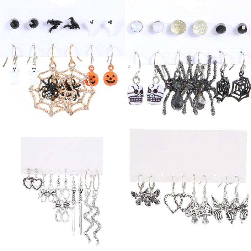 1 Set Funny Pumpkin Spider Ghost Enamel Plating Inlay Alloy Metal Acrylic Rhinestones Zircon Gold Plated Rhodium Plated Silver Plated Drop Earrings Ear Studs display picture 3