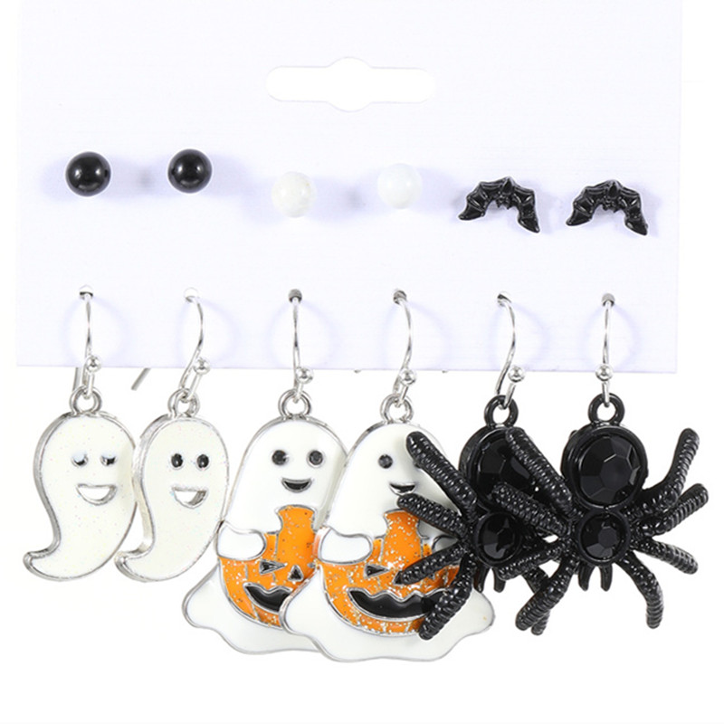 1 Set Funny Pumpkin Spider Ghost Enamel Plating Inlay Alloy Metal Acrylic Rhinestones Zircon Gold Plated Rhodium Plated Silver Plated Drop Earrings Ear Studs display picture 10