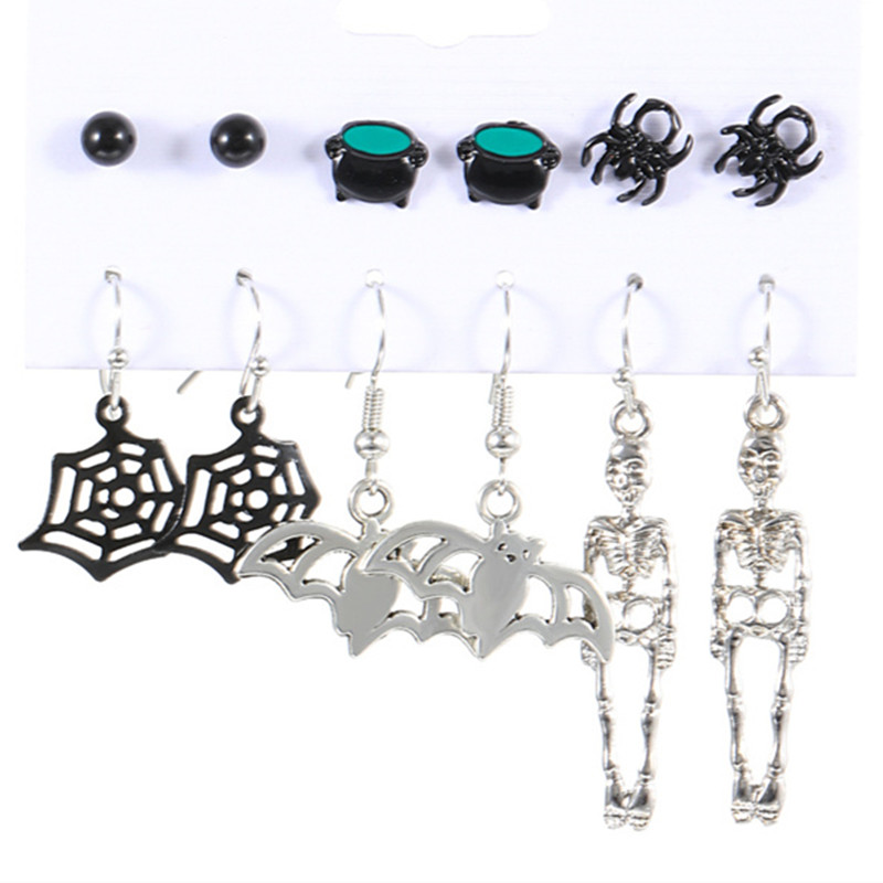 1 Set Funny Pumpkin Spider Ghost Enamel Plating Inlay Alloy Metal Acrylic Rhinestones Zircon Gold Plated Rhodium Plated Silver Plated Drop Earrings Ear Studs display picture 9