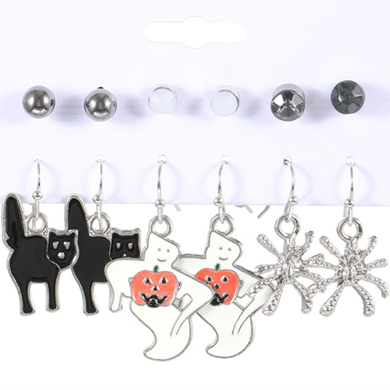 1 Set Funny Pumpkin Spider Ghost Enamel Plating Inlay Alloy Metal Acrylic Rhinestones Zircon Gold Plated Rhodium Plated Silver Plated Drop Earrings Ear Studs display picture 11