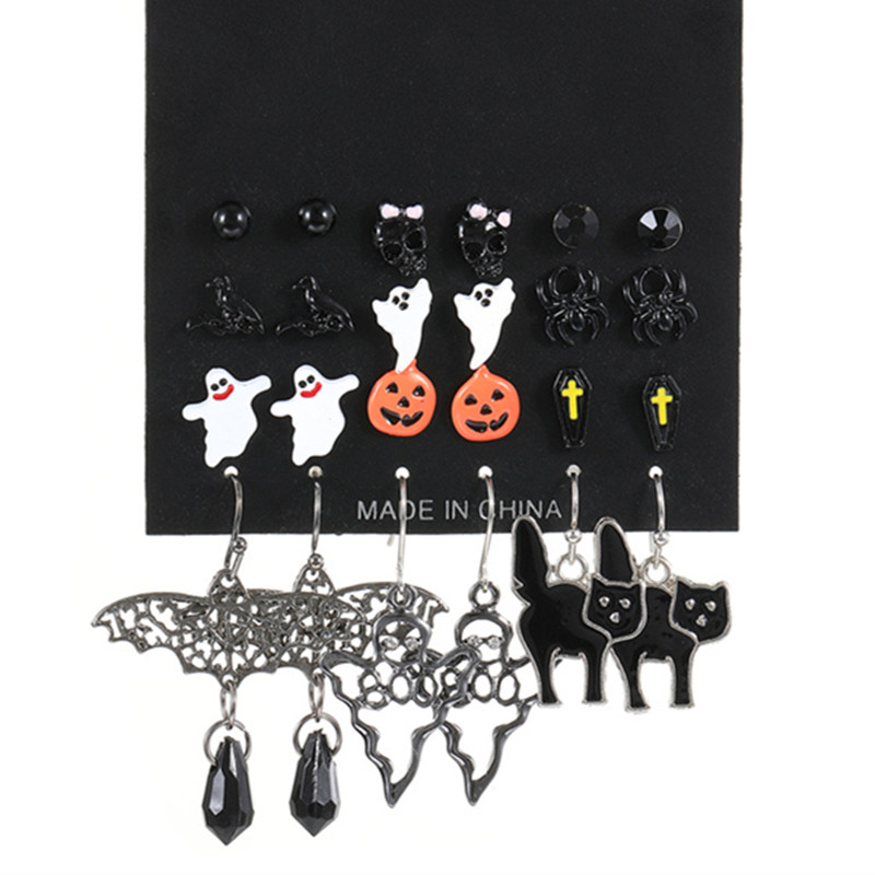 1 Set Funny Pumpkin Spider Ghost Enamel Plating Inlay Alloy Metal Acrylic Rhinestones Zircon Gold Plated Rhodium Plated Silver Plated Drop Earrings Ear Studs display picture 15