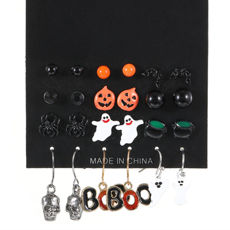 1 Set Funny Pumpkin Spider Ghost Enamel Plating Inlay Alloy Metal Acrylic Rhinestones Zircon Gold Plated Rhodium Plated Silver Plated Drop Earrings Ear Studs display picture 16