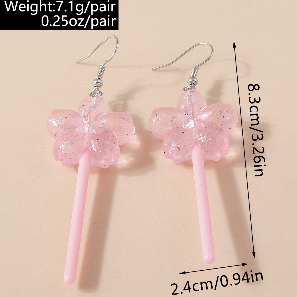 1 Pair Cute Flower Plastic Zinc Alloy Drop Earrings display picture 14