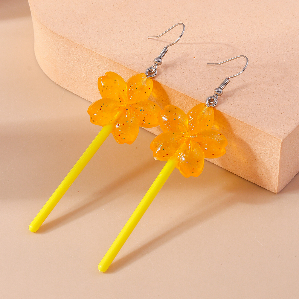 1 Pair Cute Flower Plastic Zinc Alloy Drop Earrings display picture 1