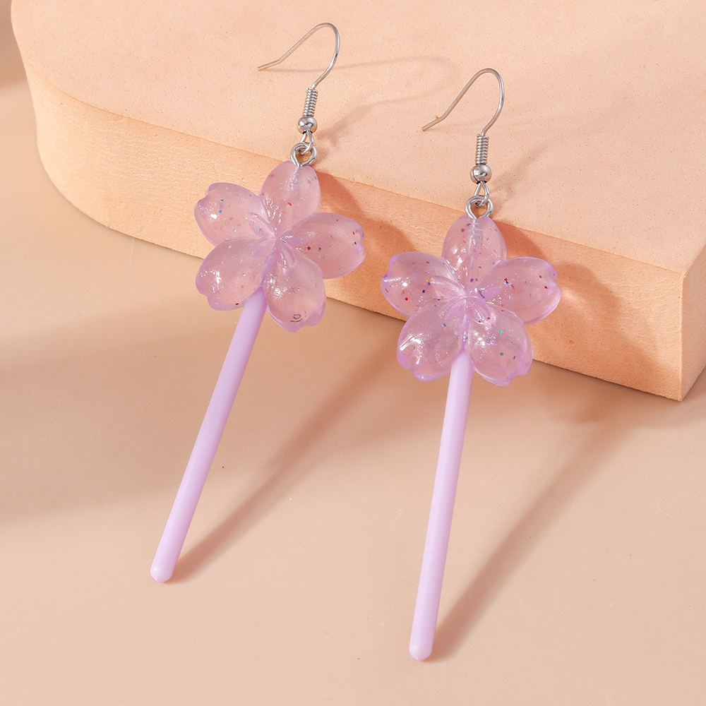 1 Pair Cute Flower Plastic Zinc Alloy Drop Earrings display picture 2