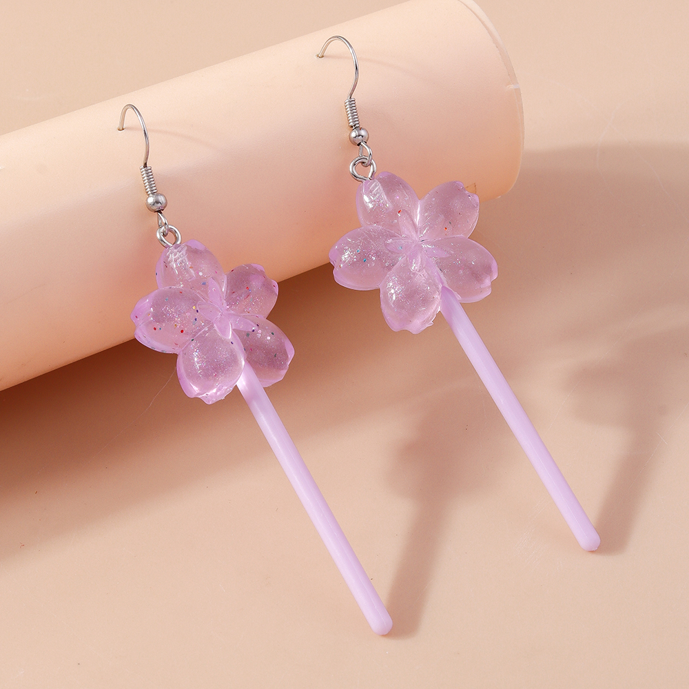 1 Pair Cute Flower Plastic Zinc Alloy Drop Earrings display picture 3