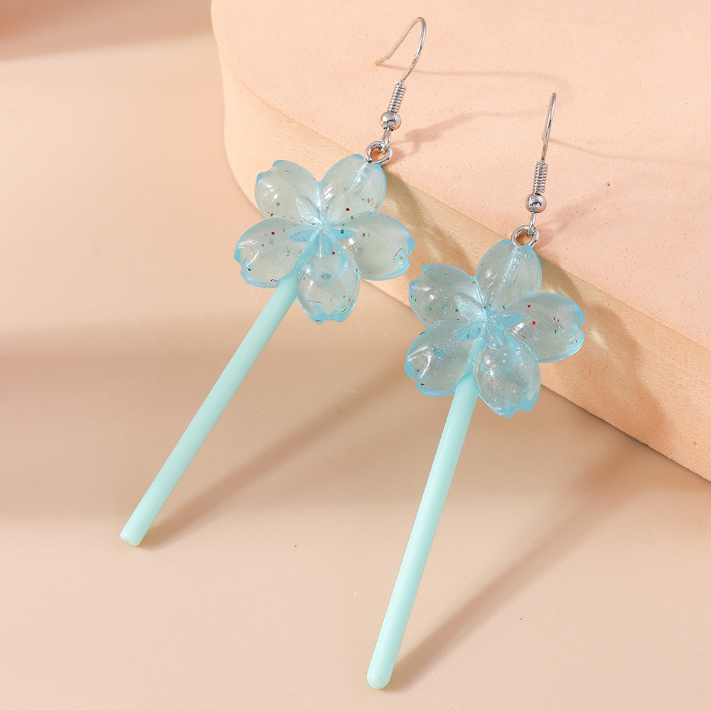 1 Pair Cute Flower Plastic Zinc Alloy Drop Earrings display picture 6