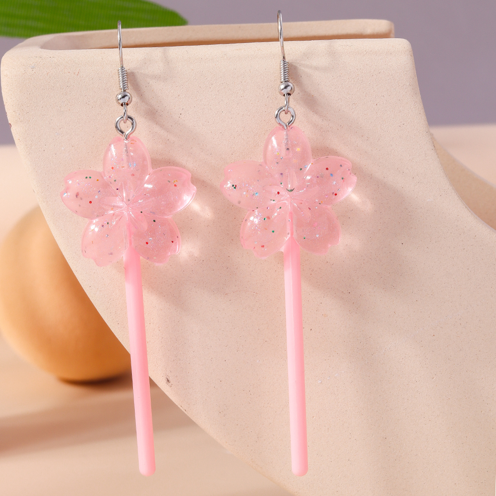 1 Pair Cute Flower Plastic Zinc Alloy Drop Earrings display picture 7