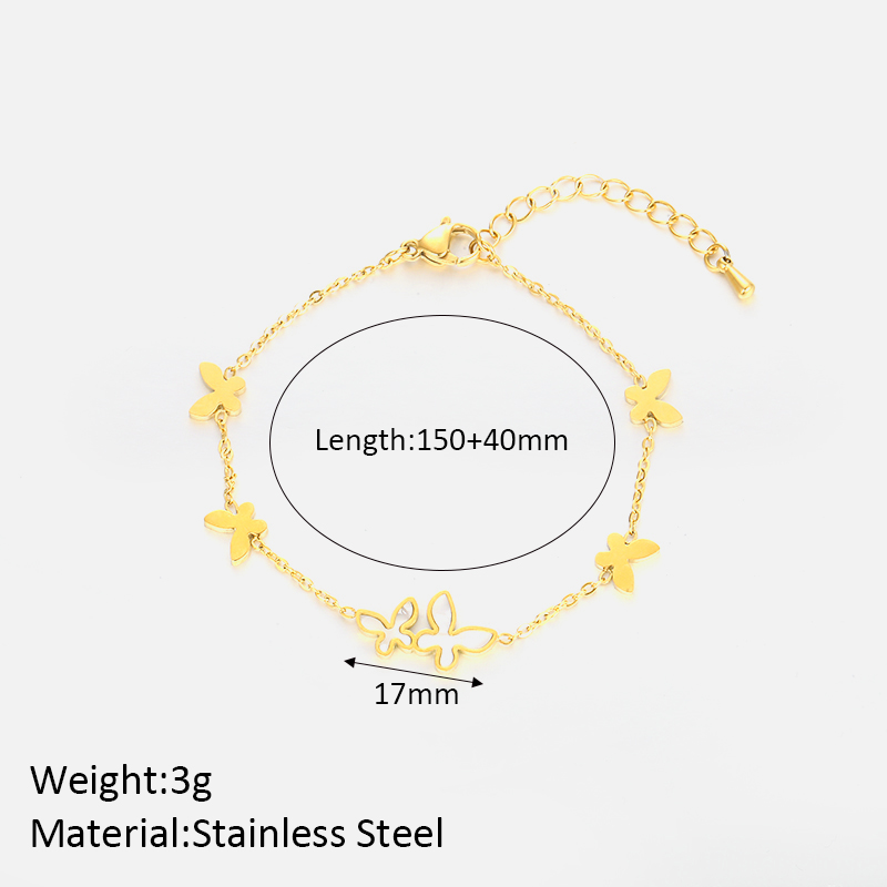 Basic Butterfly 304 Stainless Steel Bracelets In Bulk display picture 6