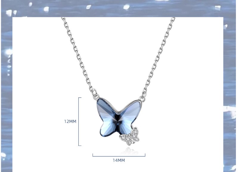 Ig Style Sweet Butterfly Sterling Silver Crystal Zircon Necklace In Bulk display picture 5