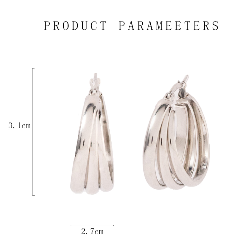 1 Pair IG Style Commute Semicircle Layered Plating Stainless Steel 18K Gold Plated Hoop Earrings display picture 1