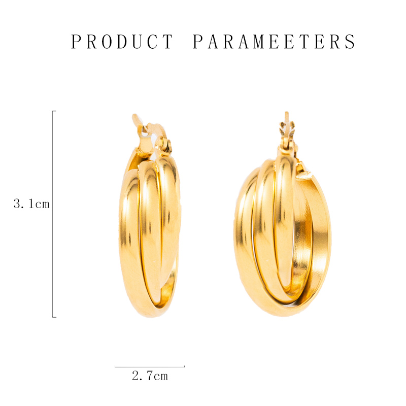 1 Pair IG Style Commute Semicircle Layered Plating Stainless Steel 18K Gold Plated Hoop Earrings display picture 2