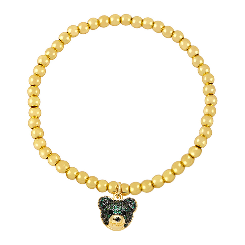 Ig Style Hip-hop Fashion Bear Copper Beaded Plating Inlay Zircon Bracelets display picture 3