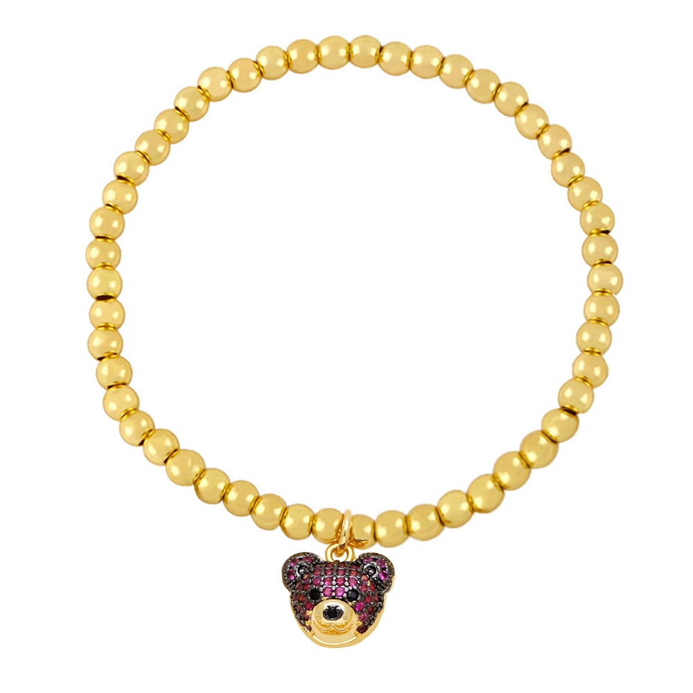Ig Style Hip-hop Fashion Bear Copper Beaded Plating Inlay Zircon Bracelets display picture 5