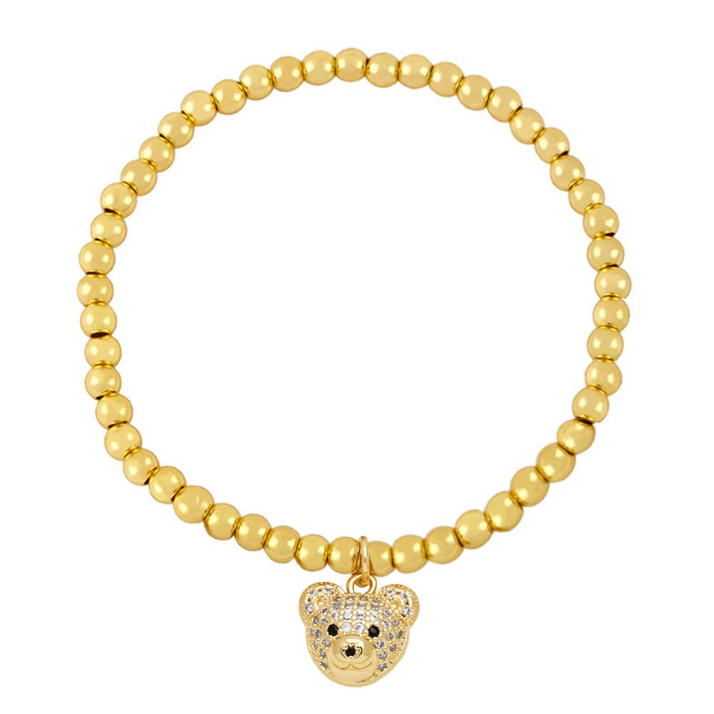 Ig Style Hip-hop Fashion Bear Copper Beaded Plating Inlay Zircon Bracelets display picture 6