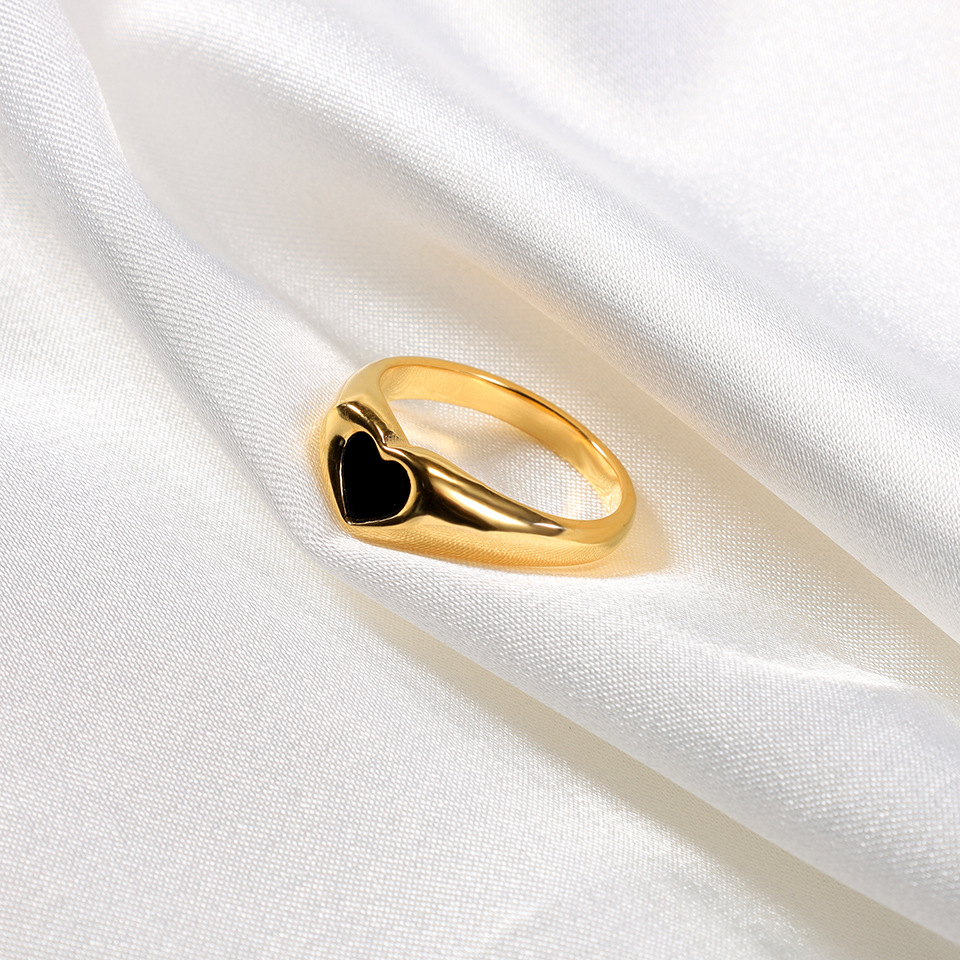 Lady Heart Shape Stainless Steel Plating Shell 18k Gold Plated Rings display picture 5