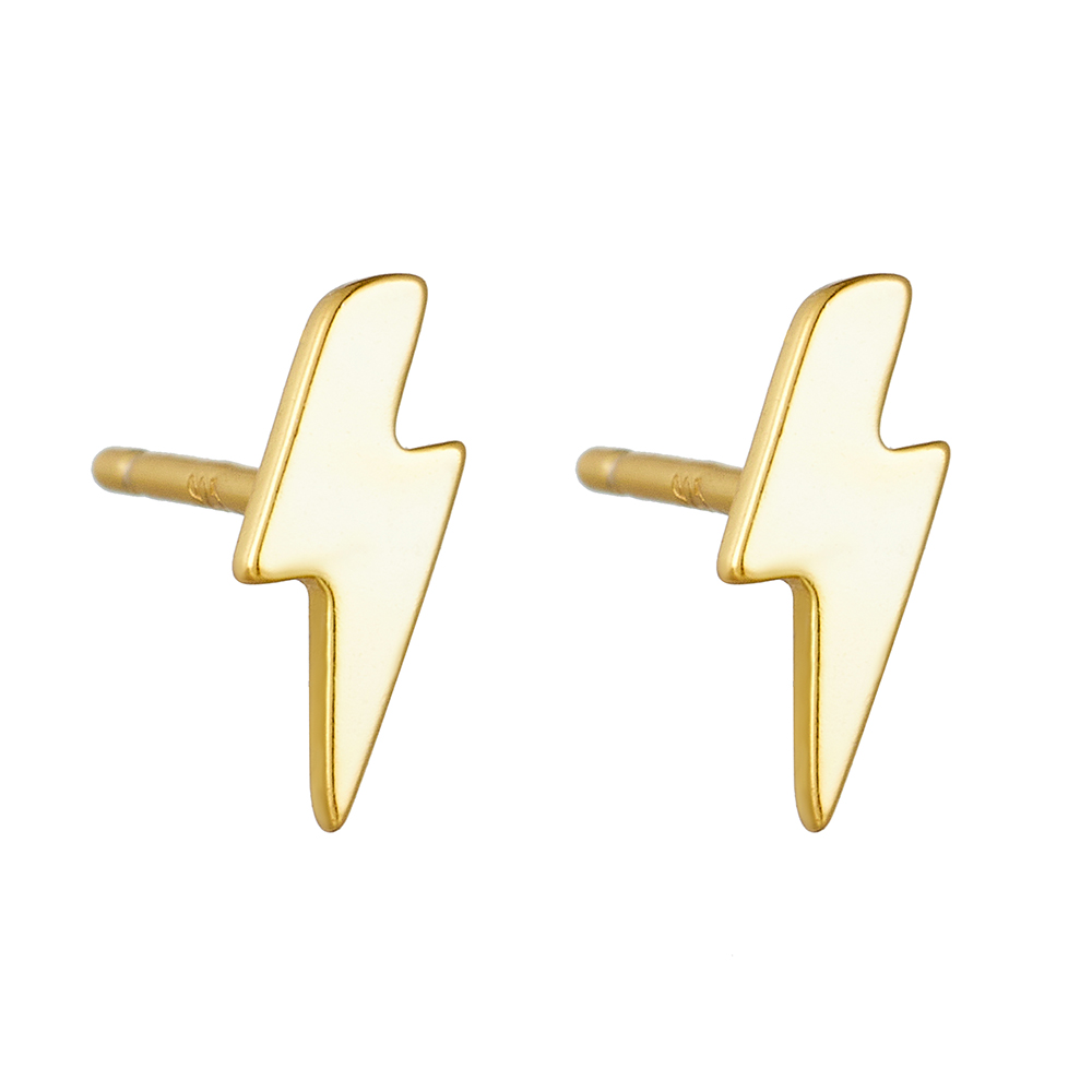 1 Pair Ig Style Lightning Plating Sterling Silver 14k Gold Plated Ear Studs display picture 1