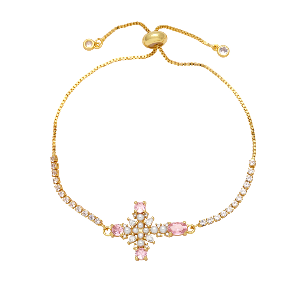 Fashion Simple Style Cross Copper Plating Inlay Zircon 18k Gold Plated Bracelets display picture 7