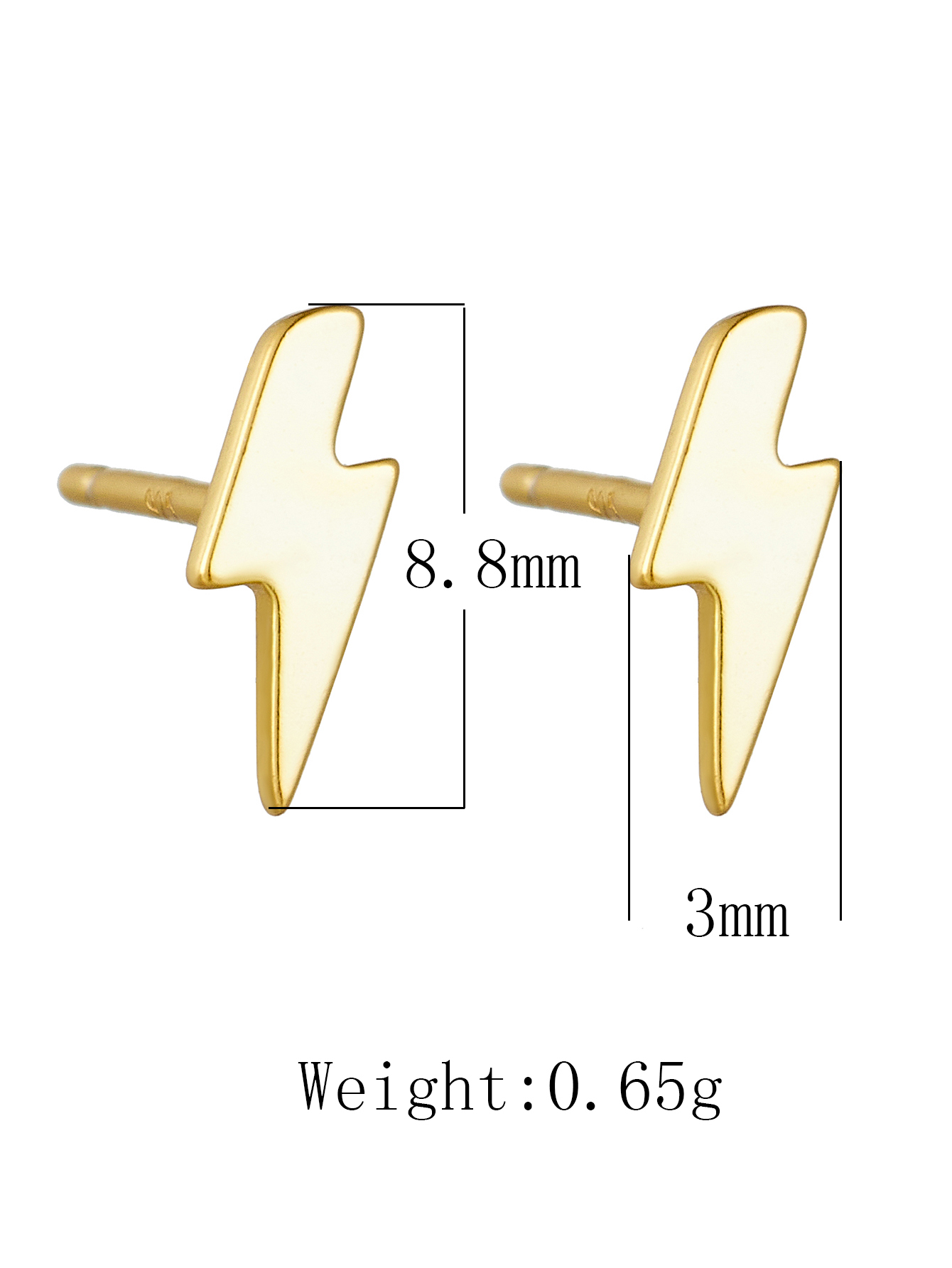 1 Pair Ig Style Lightning Plating Sterling Silver 14k Gold Plated Ear Studs display picture 8