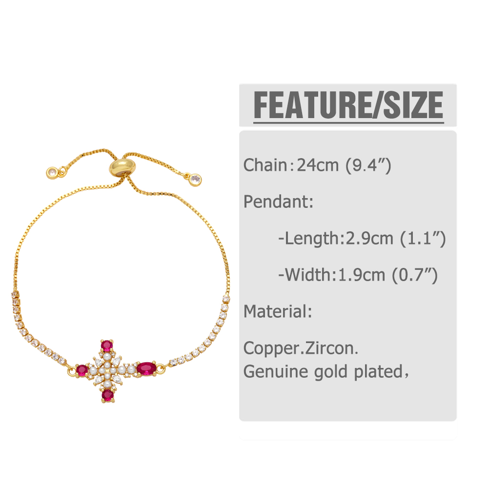 Fashion Simple Style Cross Copper Plating Inlay Zircon 18k Gold Plated Bracelets display picture 1