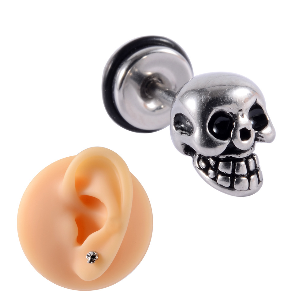 1 Piece Casual Skull Plating Stainless Steel Ear Studs display picture 4