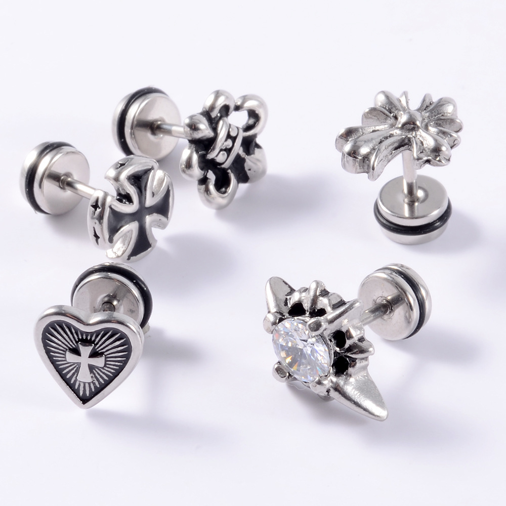 1 Piece Casual Skull Plating Stainless Steel Ear Studs display picture 10